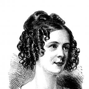 Black-and-white portrait of Anna Eliza Bray in her youth, 1883. 