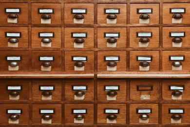 Photo of library catalogue cabinet